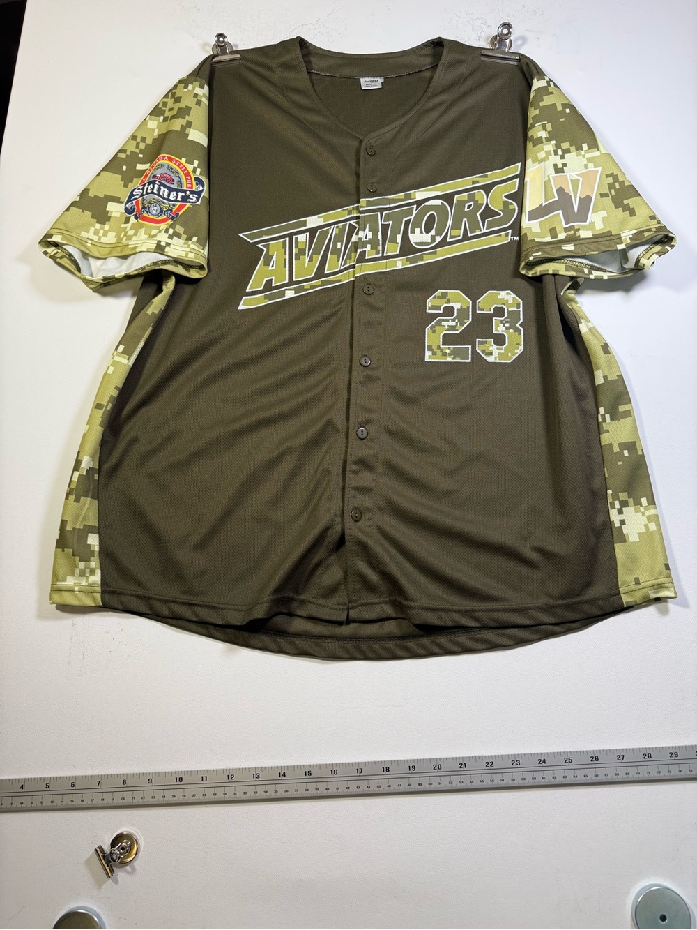 Aviator Men Green Camo Baseball Jersey - 23 size XL